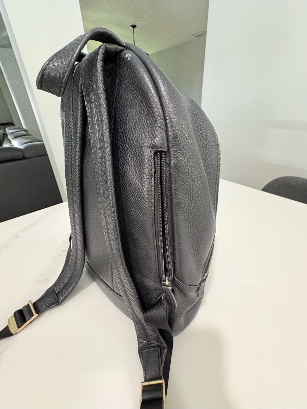 Michael Kors Black Leather Backpack with Gold Hardware - Picture 8 of 15